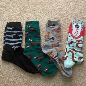 4 pairs of dachshund socks